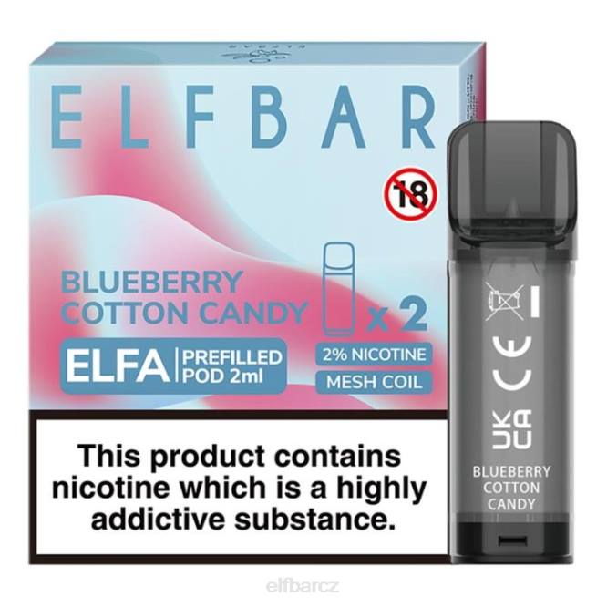 elfbar elfa předplněný pod - 2 ml - 20 mg (2 balení) 8442124 borůvková cukrová vata