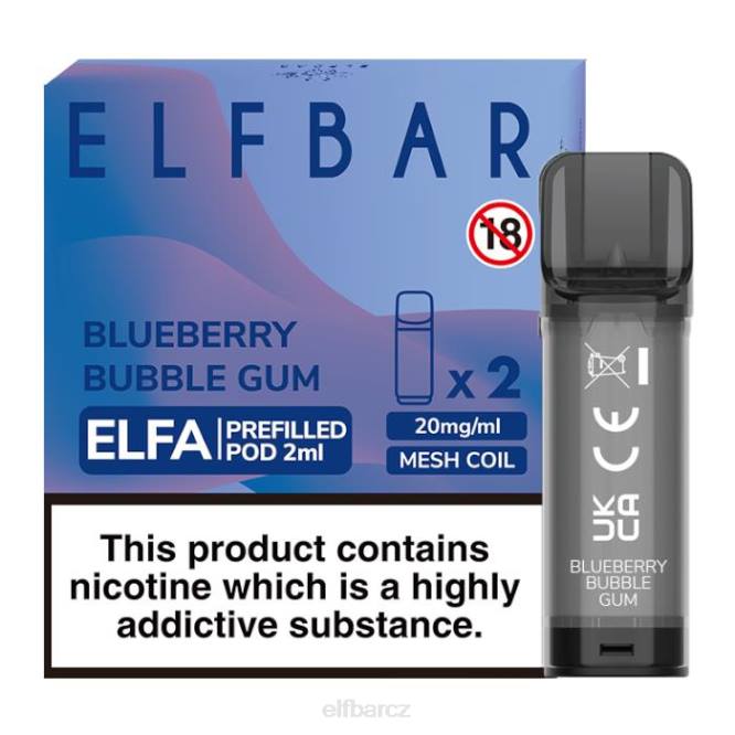 elfbar elfa předplněný pod - 2 ml - 20 mg (2 balení) 8442126 borůvková žvýkačka