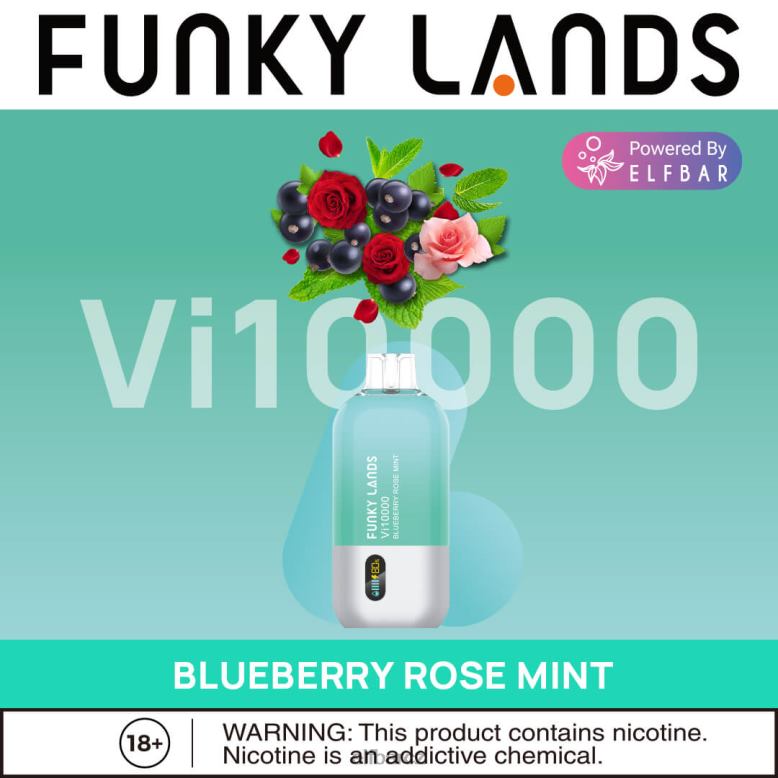 ELFBAR funky lands jednorázové vape vi10000 potáhnutí borůvková růže máta 60FDZ163
