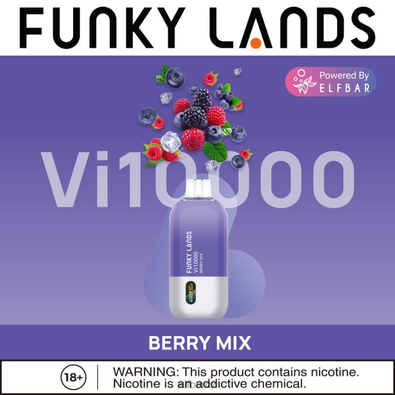 ELFBAR funky lands jednorázové vape vi10000 potáhnutí borůvková růže máta 60FDZ163
