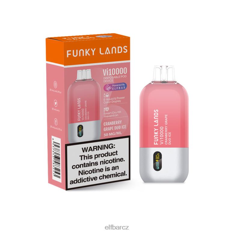 ELFBAR funky lands nejlepší příchuť jednorázový vape vi10000 grape series brusinkový hroznový duo led 60FDZ150