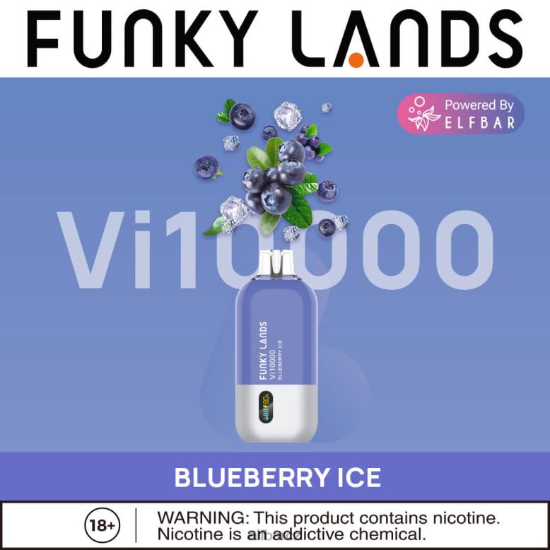 ELFBAR funky lands nejlepší příchuť jednorázový vape vi10000 ledová série borůvkový led 60FDZ151