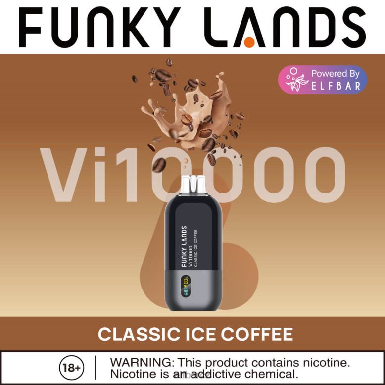 ELFBAR funky lands nejlepší příchuť jednorázový vape vi10000 ledová série klasická ledová káva 60FDZ155