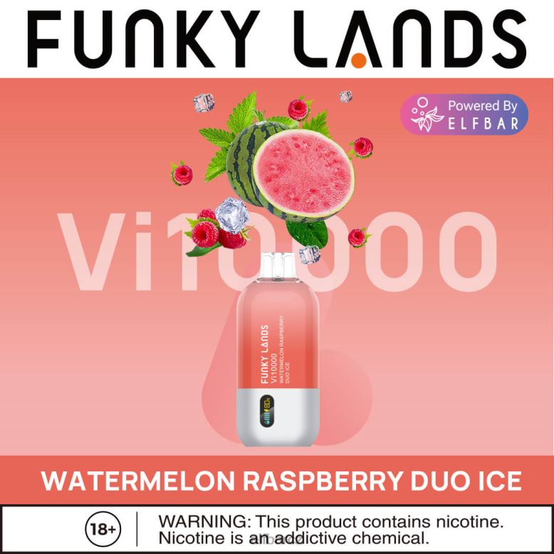 ELFBAR funky lands nejlepší příchuť jednorázový vape vi10000 ledová série meloun malina duo led 60FDZ152