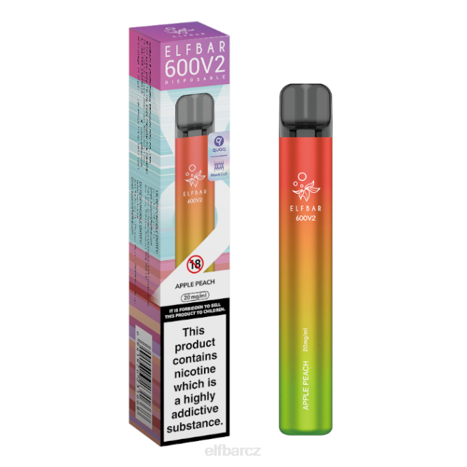 elfbar 600v2 jednorázová vapka - 20 mg 844211 jablko broskev