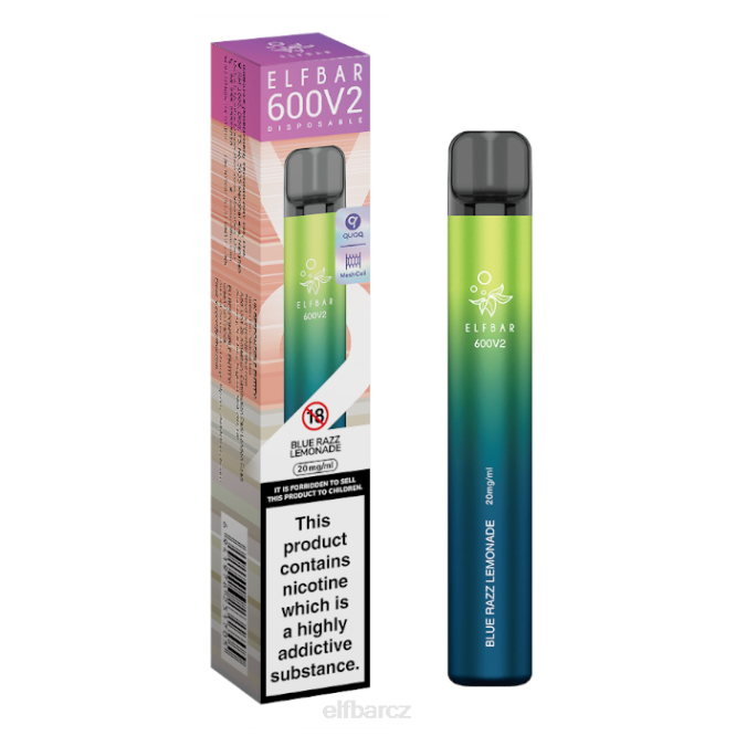elfbar 600v2 jednorázová vapka - 20 mg 844213 modrá razz limonáda