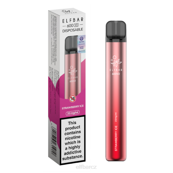 elfbar 600v2 jednorázová vapka - 20 mg 844214 jahodový led