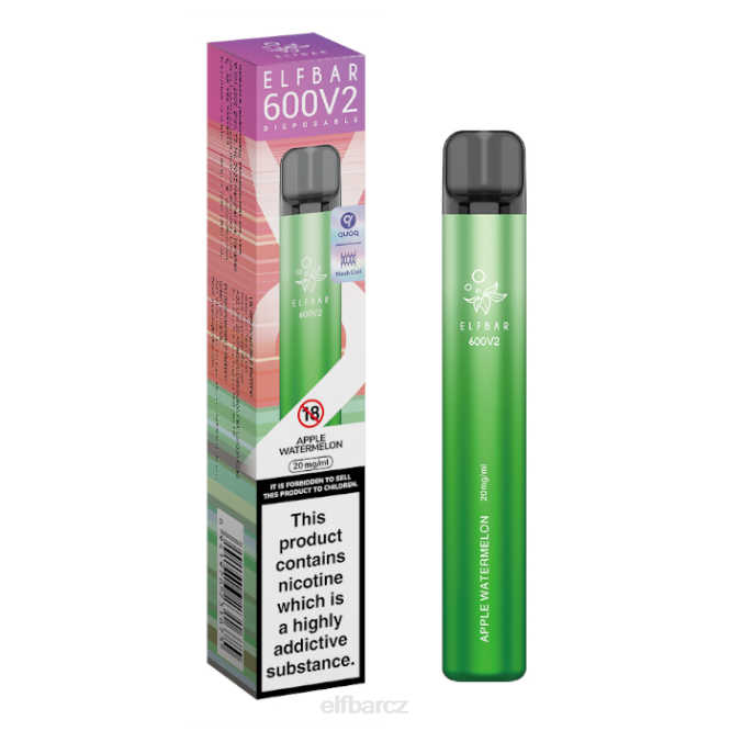 elfbar 600v2 jednorázová vapka - 20 mg 844221 jablkový meloun
