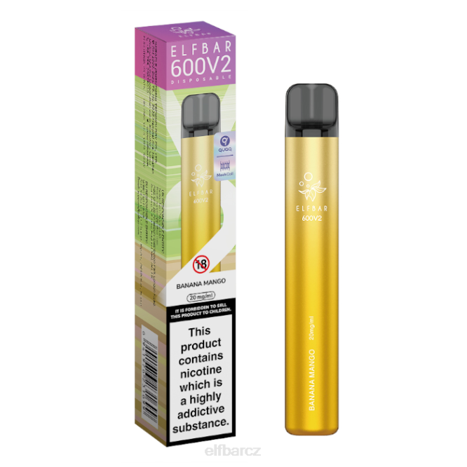 elfbar 600v2 jednorázová vapka - 20 mg 844222 banán mango