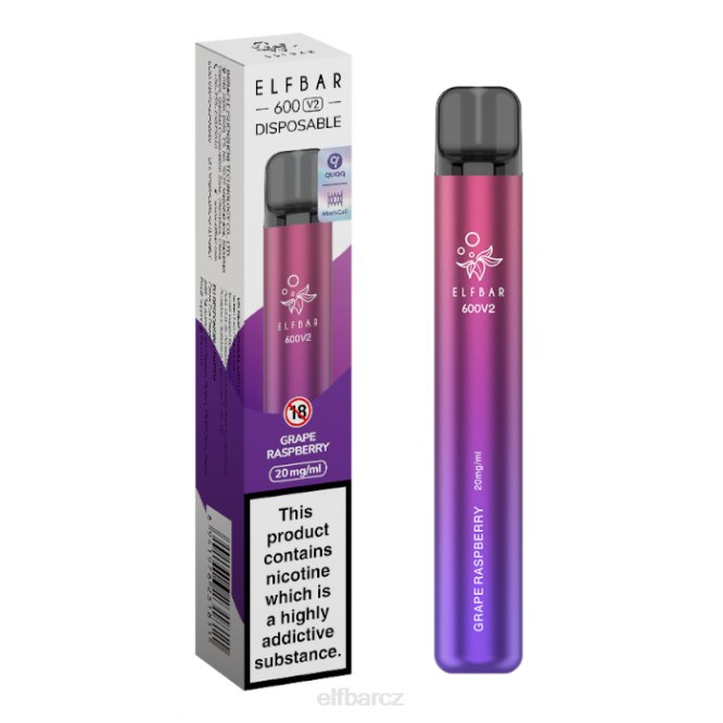 elfbar 600v2 jednorázová vapka - 20 mg 844224 hroznová malina