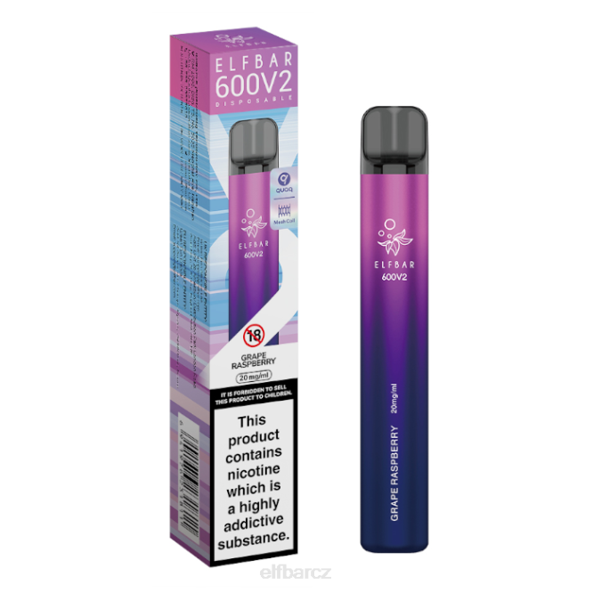 elfbar 600v2 jednorázová vapka - 20 mg 844224 hroznová malina